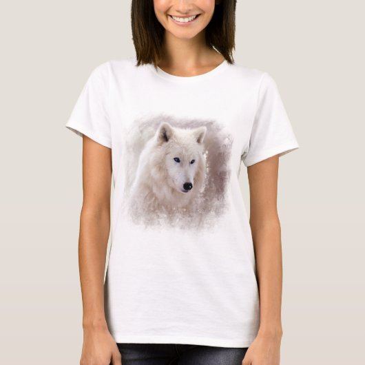 WHITE SIBERIAN HUSKY. T-SHIRT (Voorkant)