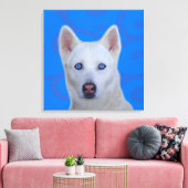 White Siberian Husky Wrapped Canvas (Insitu (Woonkamer))