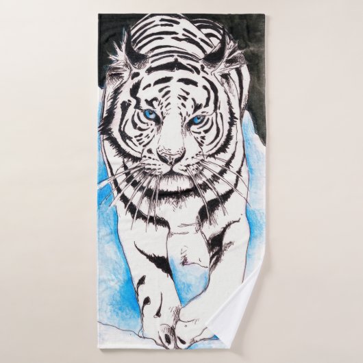 White Siberian Tiger Sow Bad Handdoek (Badhanddoek)