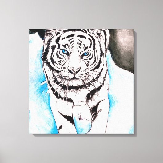 White Siberian Tiger Sow Canvas Afdruk (Voorkant)