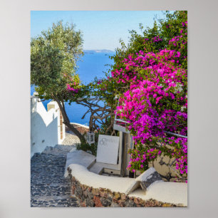 White Signage Beside Paarse Bougainvillea Poster