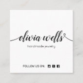 White Signature Script Social Media Networking Vierkante Visitekaartje (Voorkant)