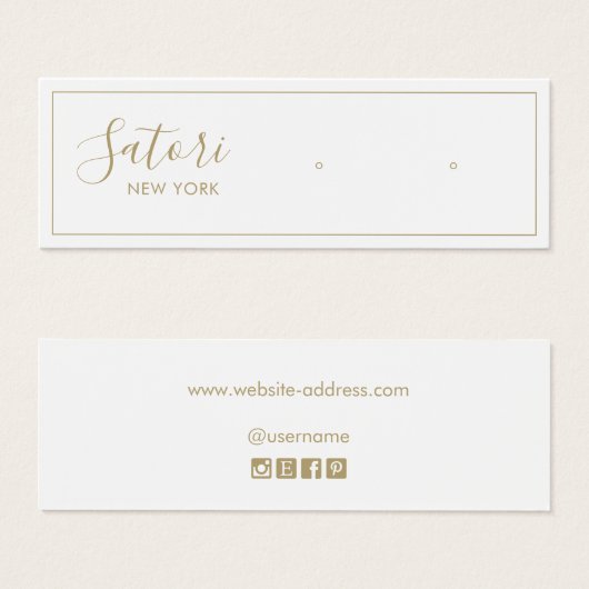 White Signature Script Stud Earning Display Mini Visitekaartjes (Voorkant /achterkant)