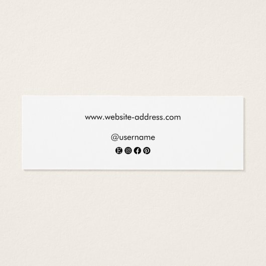 White Signature Script Stud Earning Display Mini Visitekaartjes (Achterkant)