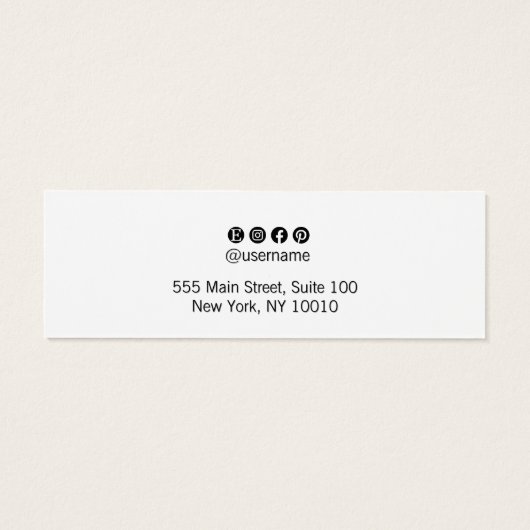 White Signature Script Stud Earring Display Mini Visitekaartjes (Achterkant)