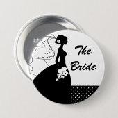 White Silhouette Bride Bridal Party Button (Voorkant /achterkant)