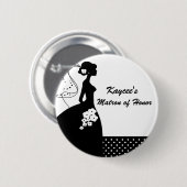 White Silhouette Bride Matron of Honor Button (Voorkant /achterkant)