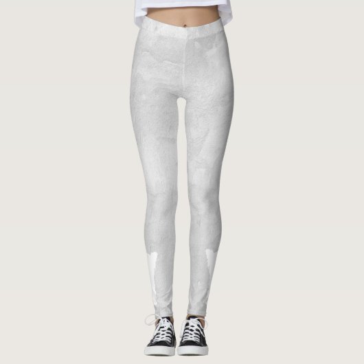 White Silhouette Dog Gray Stucco Leggings (Voorkant)