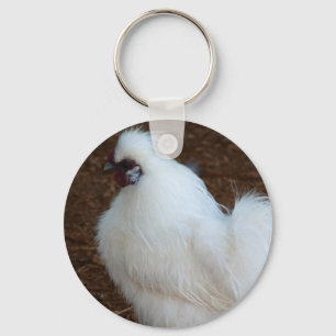 White Silkie Chicken Sleutelhanger