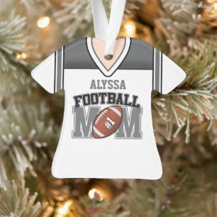 White/Silver/Black Football Mam Jersey Ornament