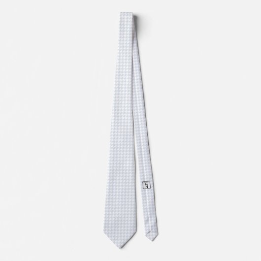 White Silver Blue Small Pattern Houndstooth Stropdas (Voorkant)