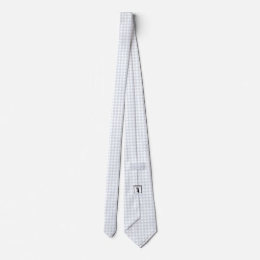 White Silver Blue Small Pattern Houndstooth Stropdas (Achterkant)