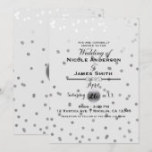 White Silver Confetti Stippen Elegant Modern Weddi Kaart (Voorkant / Achterkant)