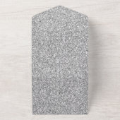 White Silver Glam Glitter Hearts All In One Uitnodiging (Buitenkant)