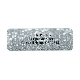 White Silver Glitter Bokeh Glam Birthday Party Etiket