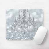 White Silver Glitter Bokeh Glam Chandelier Sparkle Muismat (Met muis)