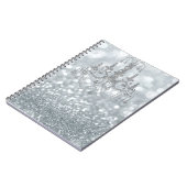 White Silver Glitter Bokeh Glam Chandelier Sparkle Notitieboek (Linkerzijde)