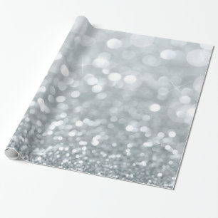 White Silver Glitter Bokeh Glam Sweet 16 Party Cadeaupapier