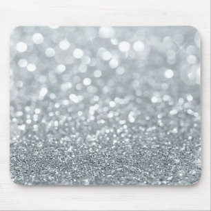 White Silver Glitter Bokeh Glam Trendy Sparkle Muismat