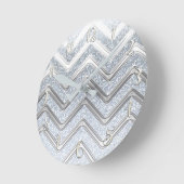 White Silver Glitter Girly Glam Glamor Chevron Ronde Klok (Hoek)