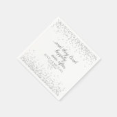 White Silver Glitter Happy Na bruiloft Servet (Hoek)