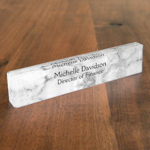 White & Silver Marble Executive Naambordje