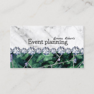 White Silver Marble Glitter Texture Event Planning Visitekaartje