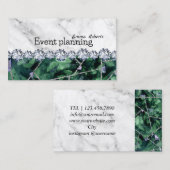 White Silver Marble Glitter Texture Event Planning Visitekaartje (Voorkant / Achterkant)