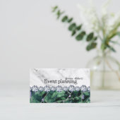White Silver Marble Glitter Texture Event Planning Visitekaartje (Staand voorkant)