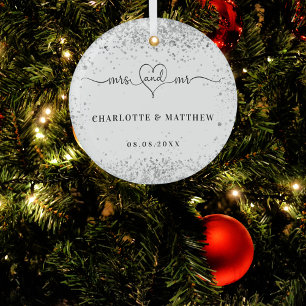 White Silver noemt de heer mevrouw elegant recent  Glas Ornament