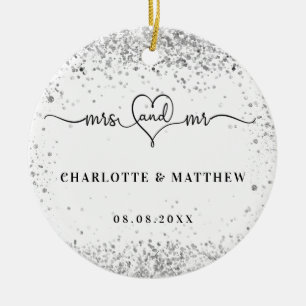 White Silver noemt de heer mevrouw elegant recent  Keramisch Ornament