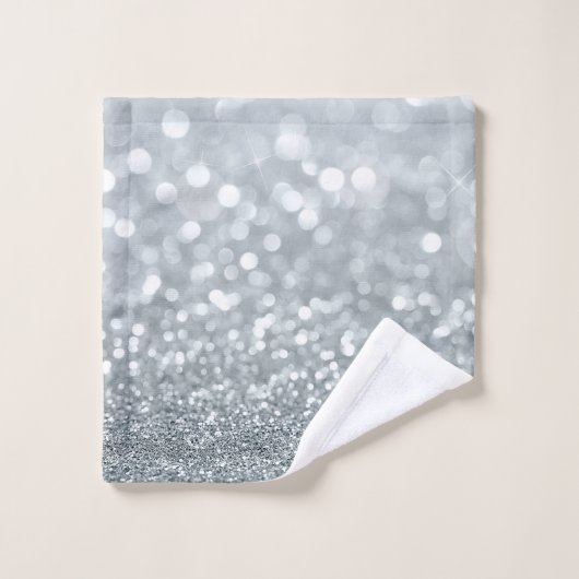 White Silver Parties scintillant Bokeh Glam tendan (Gant de toilette)