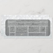 White Silver Sparkle Glitter VIP Ticket Wedding Kaart (Voorkant / Achterkant)