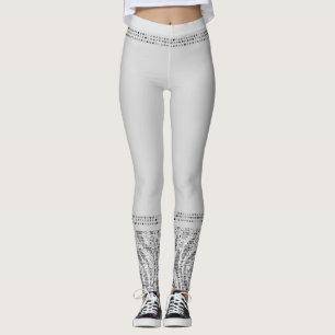 White Silver Zebra Wild Animal Print Exotic Glam Leggings