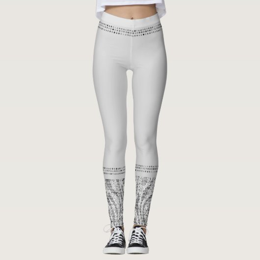 White Silver Zebra Wild Animal Print Exotic Glam Leggings (Voorkant)