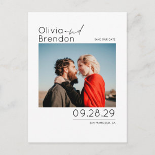 White Simple and Minimal Save the Date Photo Aankondigingskaart