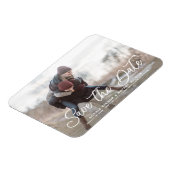 White Simple Calligraphy Save the Date Photo Magneet (Linkerzijde)