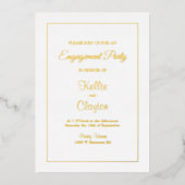 White Simple Fragment Engagement Party Folie Uitnodiging (Voorkant)
