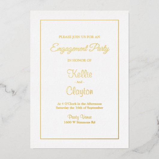 White Simple Fragment Engagement Party Folie Uitnodiging (Voorkant)