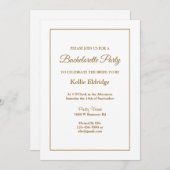 White Simple Framed Bachelorette Party Invitation Kaart (Voorkant / Achterkant)