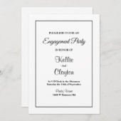 White Simple Framed Engagement Party-uitnodiging Kaart (Voorkant / Achterkant)