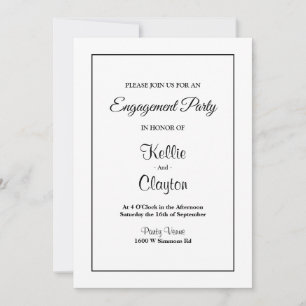 White Simple Framed Engagement Party-uitnodiging Kaart