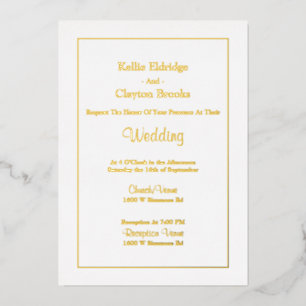 White Simple Framed Wedding Folie Uitnodiging
