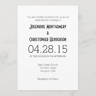 White Simple Modern Wedding Invitation Kaart
