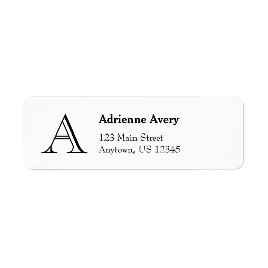 White Simple Plain Monogram Return Address Labels (Voorkant)