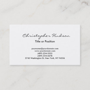 White Simple Plain Script-Visitekaartje Visitekaartje