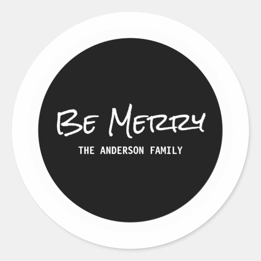 White Simple Script Be Merry Holiday Stickers (Voorkant)