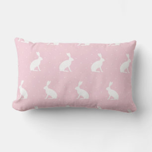 White Sitting Bunnies Pattern. Blush Pink Kussen