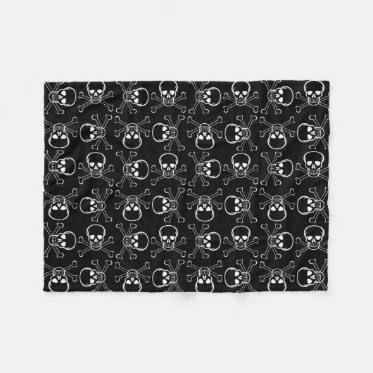 White Skull and Crossbones graphic Pattern Fleece Deken (Voorkant (Horizontaal))