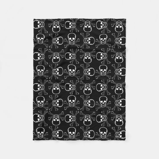White Skull and Crossbones graphic Pattern Fleece Deken (Voorkant)